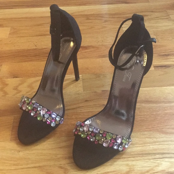NEW Black Jeweled Sandals - Picture 3 of 6